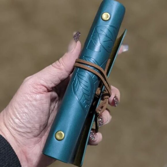 Turquoise Vintage Embossed Leaf Journal Notebook Kraft Paper Book - Picture 5 of 6